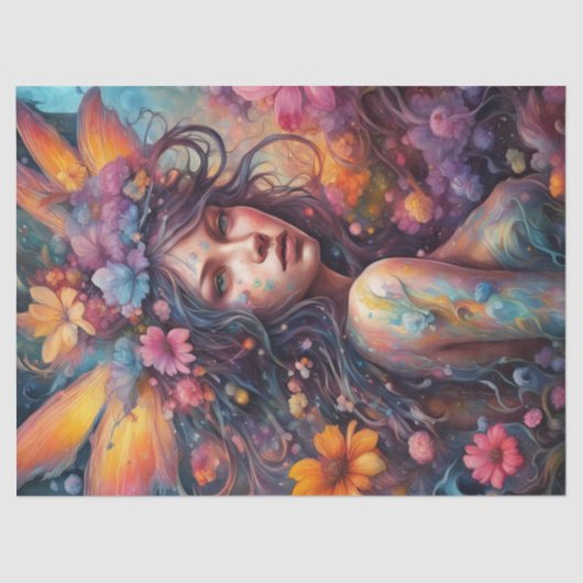 Fantasy Schöne Blume Fairy Decoupage Seidenpapier (Vorderseite)