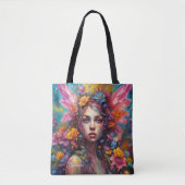 Fantasy Schöne farbenfrohe Blume Fee Tasche (Vorderseite)