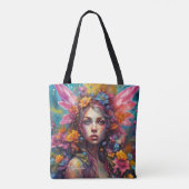 Fantasy Schöne farbenfrohe Blume Fee Tasche (Rückseite)