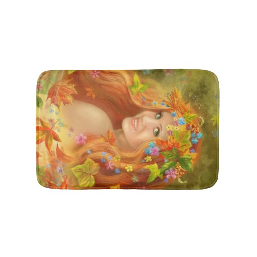 Fantasy Schöne Fee Herbst. Natur Badematte (Vorderseite)