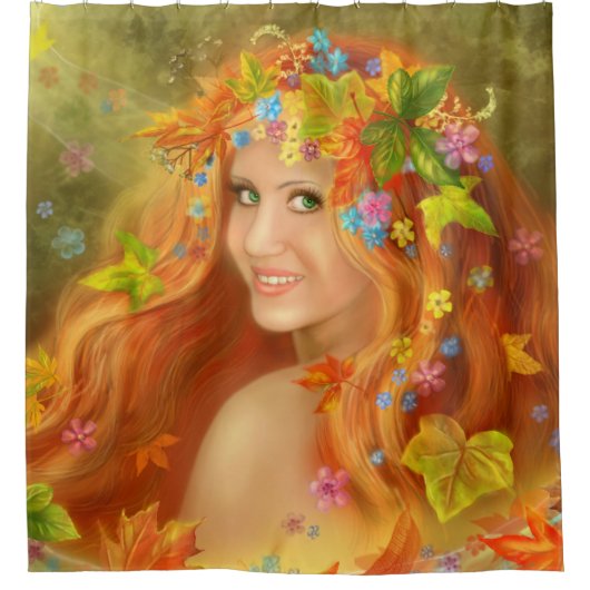 Fantasy Schöne Fee Herbst. Natur. Fash Duschvorhang (Vorderseite)