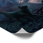 Fantasy Schöne Frau mit schwarzer Katze Poster (Ecke)