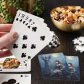 Fantasy Schöne Frau mit schwarzer Katze Spielkarten (In Situ)