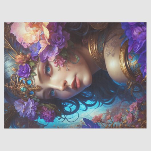 Fantasy Schöne Lila Blume Fairy Decoupage Seidenpapier (Vorderseite)