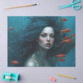 Fantasy Schöne Meerjungfrau Prinzessin Decoupage Seidenpapier (Basteln)