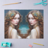 Fantasy Schöne Meerjungfrau Prinzessin Decoupage Seidenpapier (Basteln)