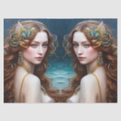 Fantasy Schöne Meerjungfrau Prinzessin Decoupage Seidenpapier (Vorderseite)