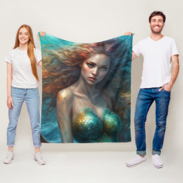 Fantasy Schöne Meerjungfrau Prinzessin Fleecedecke