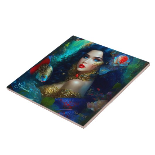 Fantasy Schöne Meerjungfrau Prinzessin Fliese (Seite)