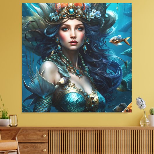 Fantasy Schöne Meerjungfrau Prinzessin Leinwanddruck (Insitu (Wohnzimmer))