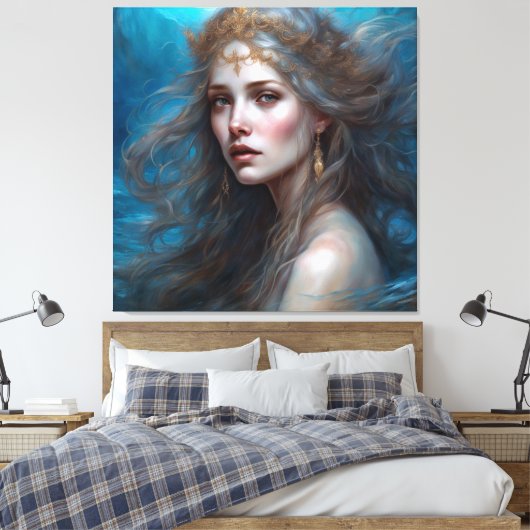 Fantasy Schöne Meerjungfrau Prinzessin Leinwanddruck (Insitu (Schlafzimmer))