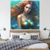 Fantasy Schöne Meerjungfrau Prinzessin Leinwanddruck (Insitu (Schlafzimmer))