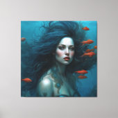 Fantasy Schöne Meerjungfrau Prinzessin Red Fish Leinwanddruck (Vorderseite)