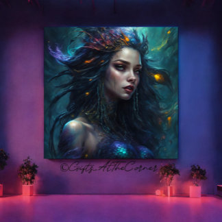 Fantasy Schöne Meerjungfrau Prinzessin Violet Leinwanddruck
