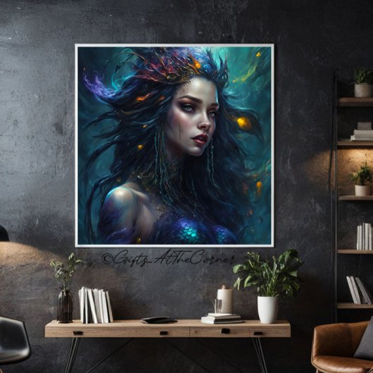 Fantasy Schöne Meerjungfrau Prinzessin Violet Leinwanddruck