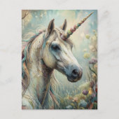 Fantasy Schönes Einhorn im Wald Postkarte (Vorderseite)