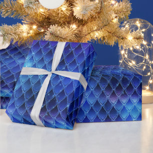 Fantasy-Schuppen in Blau und Lila schimmernd Geschenkpapier