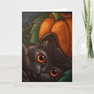 FANTASY SCHWARZE KATZE - HALLOWEEN Karte