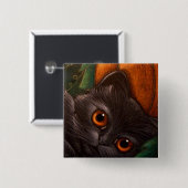 FANTASY SCHWARZE KATZE HALLOWEEN Knopf Button (Vorne & Hinten)