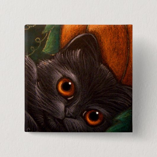 FANTASY SCHWARZE KATZE HALLOWEEN Knopf Button (Vorderseite)