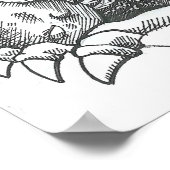 Fantasy Schwarzweiß zeichnend Drachen Poster (Ecke)