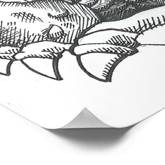 Fantasy Schwarzweiß zeichnend Drachen Poster (Ecke)