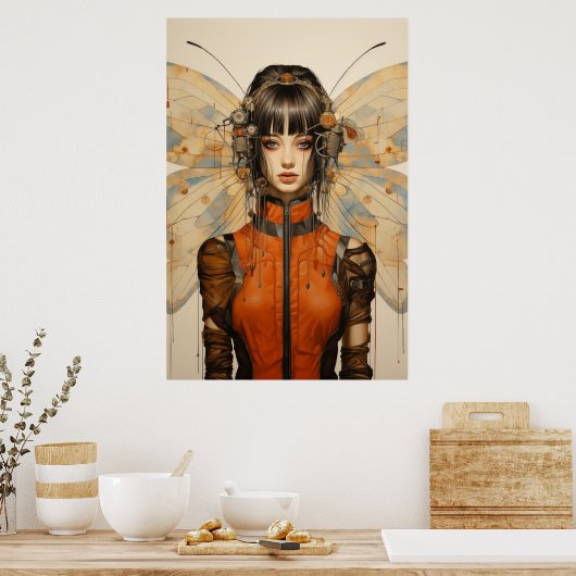 Fantasy Scifi Insect Frau Butterfly Flügel Poster (Küche)