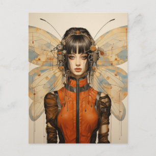 Fantasy Scifi Insektenfrau Schmetterlingsflügel Postkarte