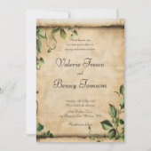 Fantasy Scroll Green Blätter Einladung (Vorderseite)