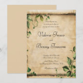 Fantasy Scroll Green Blätter Einladung (Vorne/Hinten)