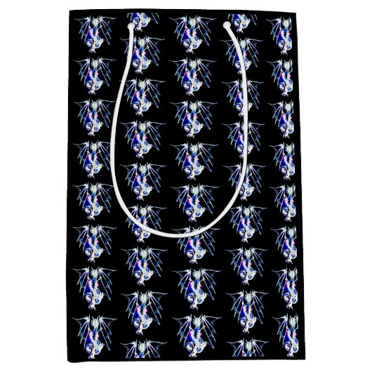 Fantasy Sea Beast Dragon Black Mittlere Geschenktüte (Vorderseite)