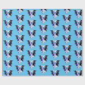 Fantasy Sea Beast Dragon Blue Geschenkpapier (Flach)