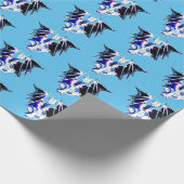 Fantasy Sea Beast Dragon Blue Geschenkpapier (Ecke)