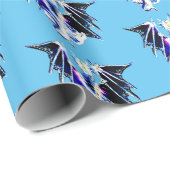 Fantasy Sea Beast Dragon Blue Geschenkpapier (Rolleneckpunkt)