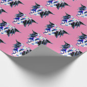 Fantasy Sea Beast Dragon Pink Geschenkpapier (Ecke)