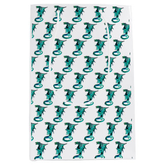 Fantasy Sea Blue Dragon White Mittlere Geschenktüte