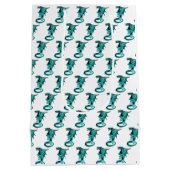 Fantasy Sea Blue Dragon White Mittlere Geschenktüte (Rückseite)