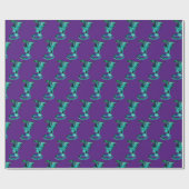 Fantasy Sea Blue Dragon Wrapping Paper Lila Geschenkpapier (Flach)