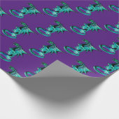 Fantasy Sea Blue Dragon Wrapping Paper Lila Geschenkpapier (Ecke)