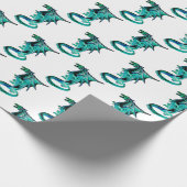 Fantasy Sea Blue Dragon Wrapping Paper White Geschenkpapier (Ecke)