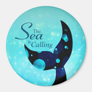 Fantasy Sea Green Bokeh Whale Schwanz Zitat  Magnet