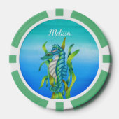 Fantasy Seepferd Aqua Blue Green Seaweed Blues Pokerchips (Vorderseite)