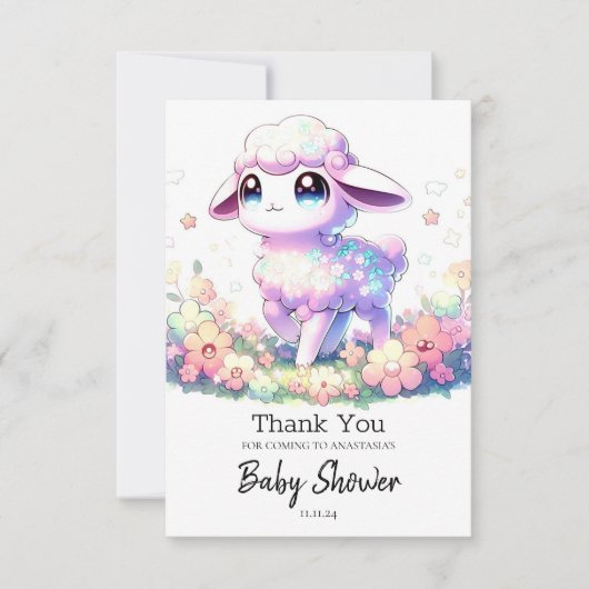 Fantasy Sheep Baby Dusche Dankeskarte (Vorderseite)