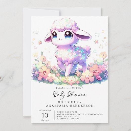 Fantasy Sheep Baby Dusche Einladung (Vorderseite)