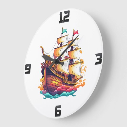 Fantasy Ship Große Wanduhr (Winkel)
