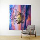 Fantasy Ship on the Sea - Abstrakter Ozean Sunset Wandteppich (Beispiel)