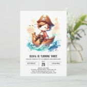 Fantasy Ship Pirate Geburtstag Einladung (Stehend Vorderseite)