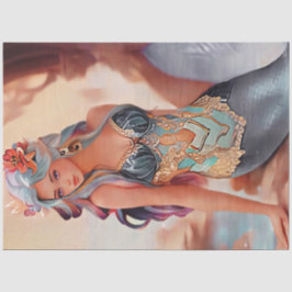 Fantasy Silver Watercolor Meerjungfrau Seidenpapier