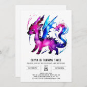 Fantasy Simple Dragon Digital Girl Geburtstag Einladung (Vorne/Hinten)