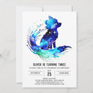Fantasy Simple Wolf Digital Boy Geburtstag Einladung